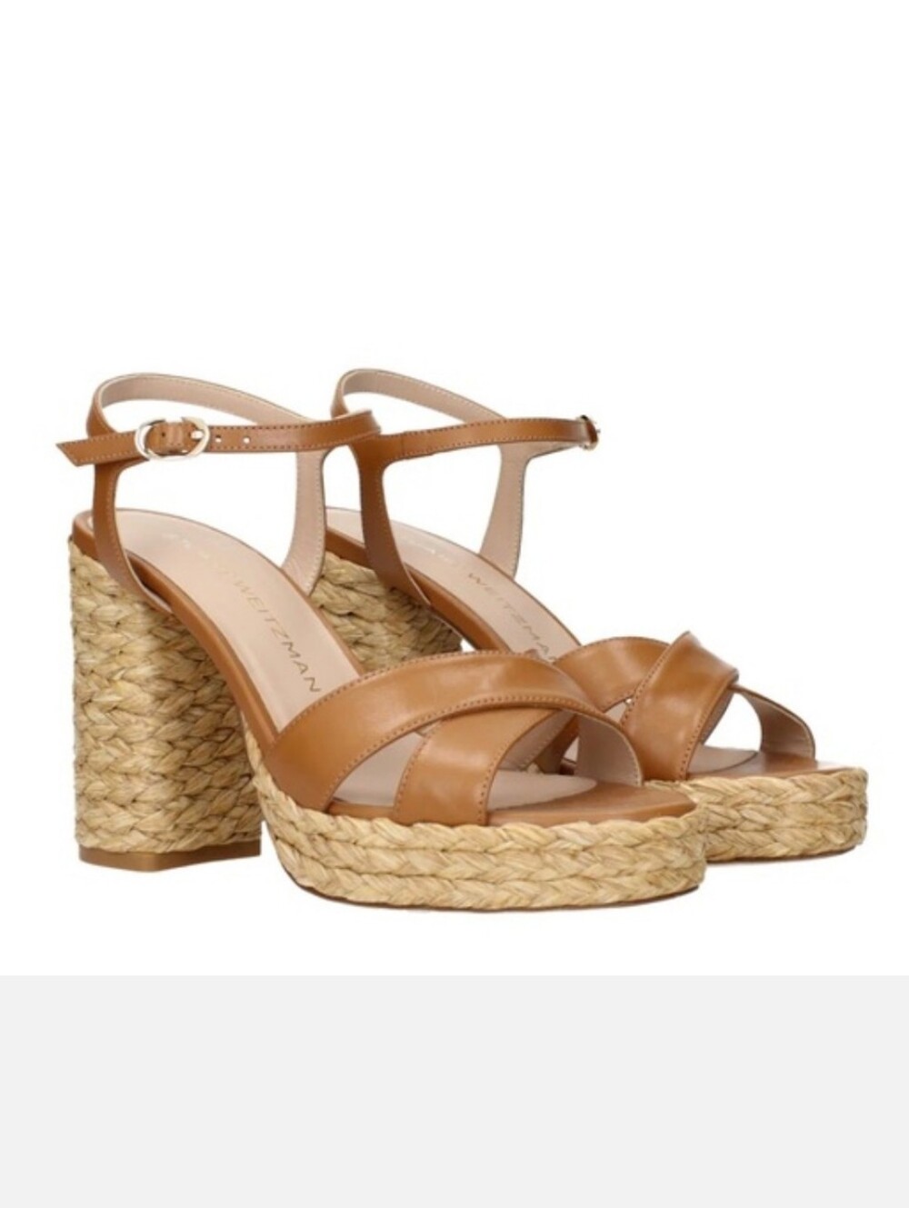 NEW Stuart Weitzman Dayna Platform Raffia Sandal Heels